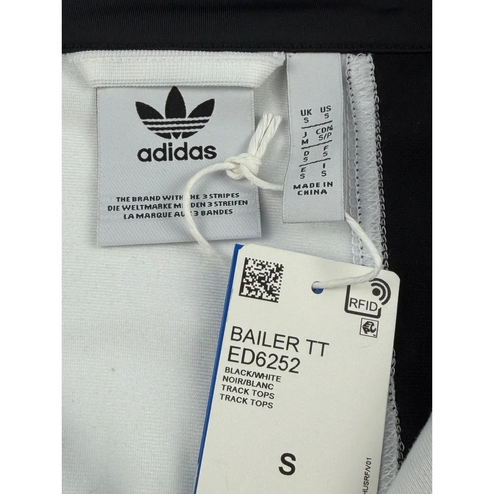 NWT New Adidas Track Jacket Zip Bailer TT ED6252 White/Black Tricot Small READ